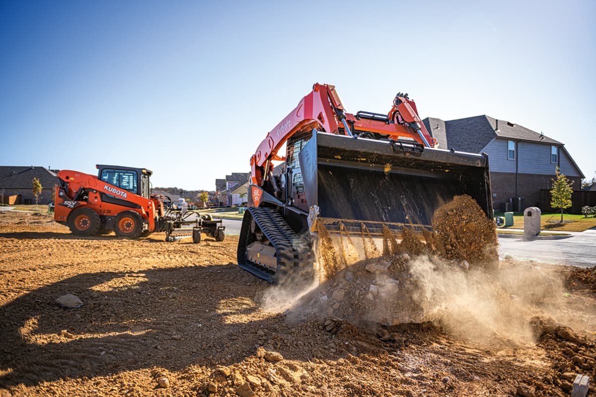 Kubota construction equipment on construction site together