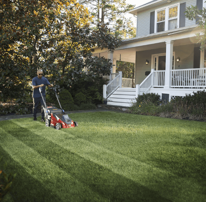 Man mowing lawn