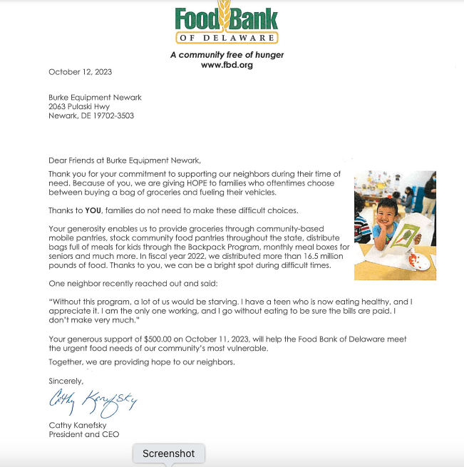 FOOD BANK OF DE – NEWARK
