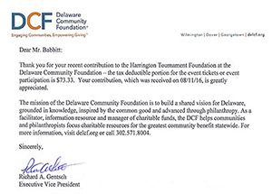 Delaware Community Foundation Donation