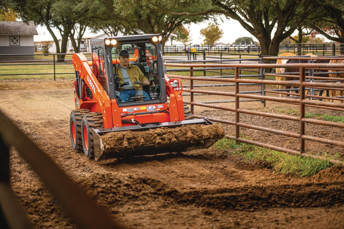 Kubota SVL75-3 moving mulch