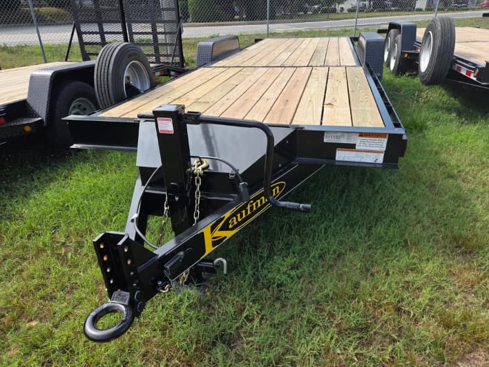 This Kaufman FDWT-8K-22D tilt trailer is available now at Burke Equipment in Felton, Delaware. Built with a 22-foot wood-floor tilt deck, 8K axles, and a 17,000 lb GVWR, this trailer comes standard with a spare tire and is well-suited for hauling equipment, vehicles, or heavy loads. Call Burke Equipment for pricing or request a quote today.