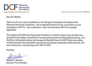 Delaware Community Foundation Donation 